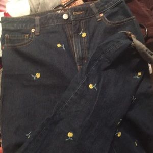 embroidered mom jeans